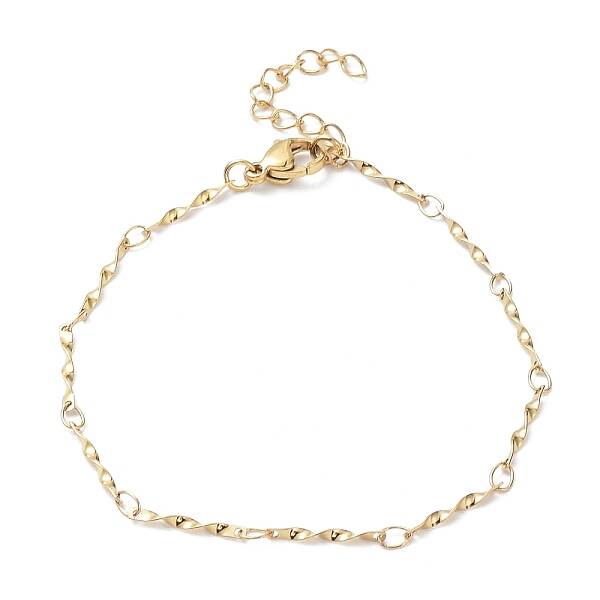 Ion Plating(IP) 304 Stainless Steel Twist Bar Link Chain Bracelets