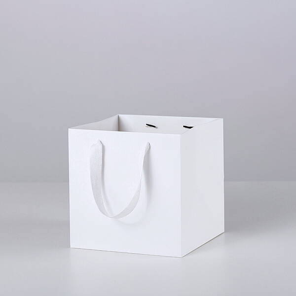 Solid Color Kraft Paper Gift Bags with Ribbon Handles