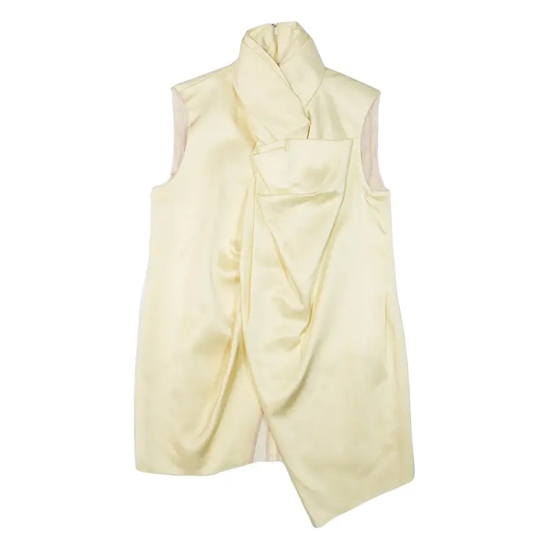 Womens Blouse Yellow High Neck Sleeveless Viscose M