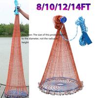 Versatile 8ft-14ft Fishing Cast Net with Sinker – Easy Throw Hand Cast Trap for Effective Fishing – Durable Tyre Flying D...