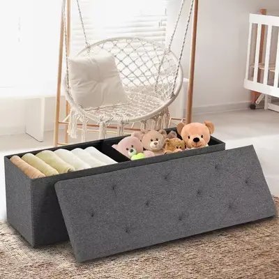 [LIVE] Storage Ottoman Bench, Folding Ottoman Stool, Storage Chest, End of Bed Bench, Padded Seat, Storage Bench with Seating...
