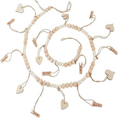 Heart Wooden Beads Hanging Clips