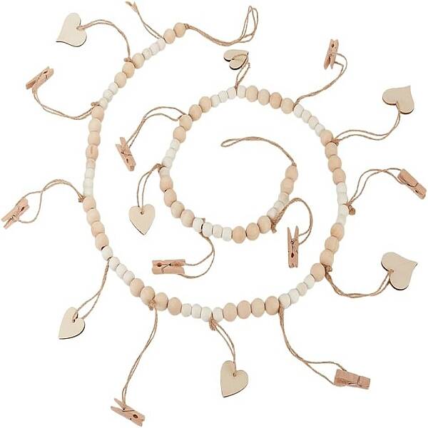 Heart Wooden Beads Hanging Clips