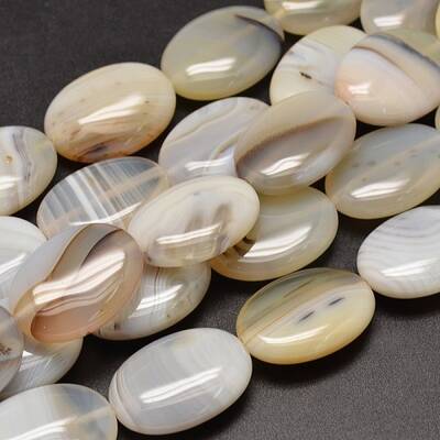 Oval Natural Dendritic Agate Bead Strands