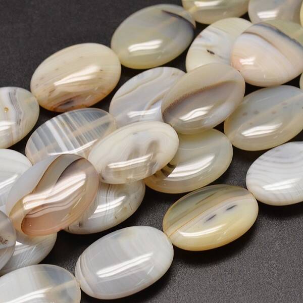 Oval Natural Dendritic Agate Bead Strands