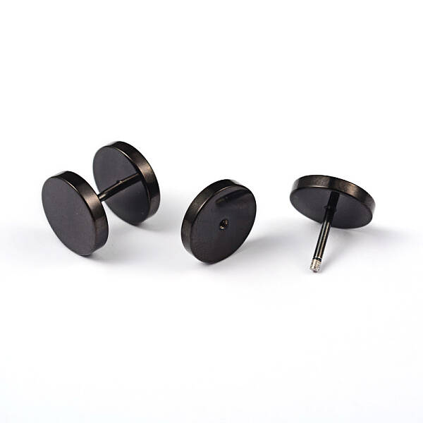 Flat Round 304 Stainless Steel Barbell Cartilage Earrings