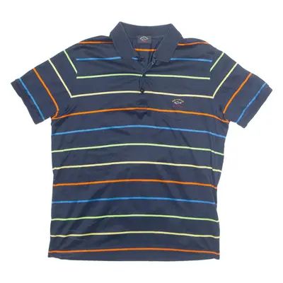 PAUL & SHARK Mens Polo Shirt Blue Striped M