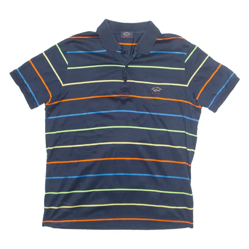 PAUL & SHARK Mens Polo Shirt Blue Striped M