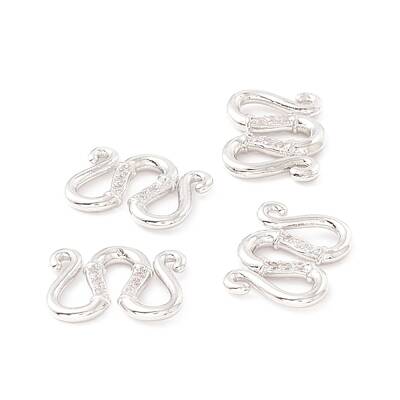 Brass Clear Cubic Zirconia S-Hook Clasps