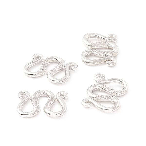 Brass Clear Cubic Zirconia S-Hook Clasps