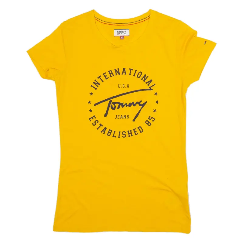 TOMMY JEANS Womens T-Shirt Yellow XS