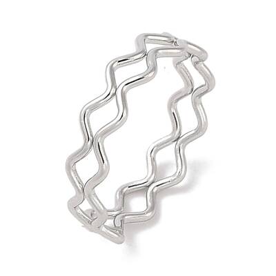 Non-Tarnish 304 Stainless Steel Wave Finger Rings for Women
