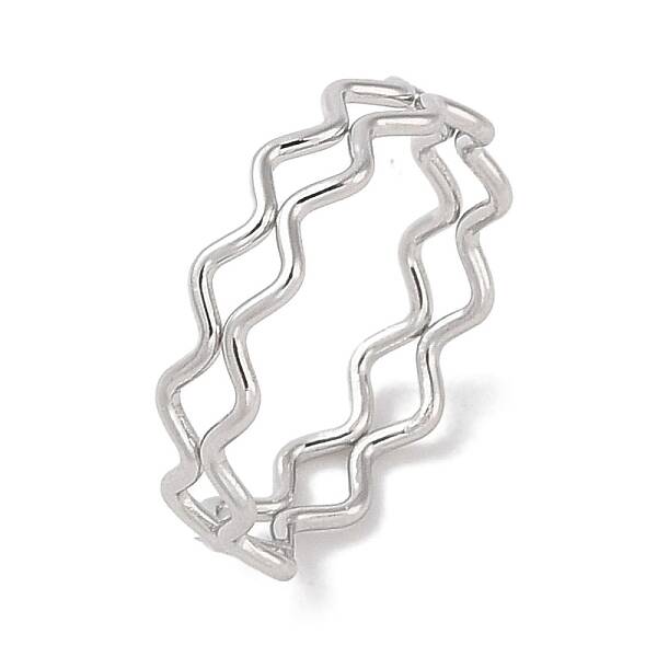 Non-Tarnish 304 Stainless Steel Wave Finger Rings for Women