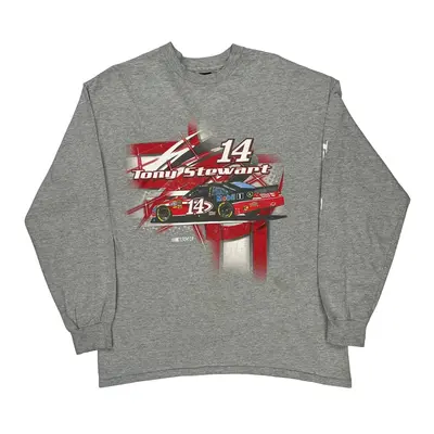 Tony Stewart Nascar Nascar Long Sleeve T-Shirt - Large Grey Cotton Blend