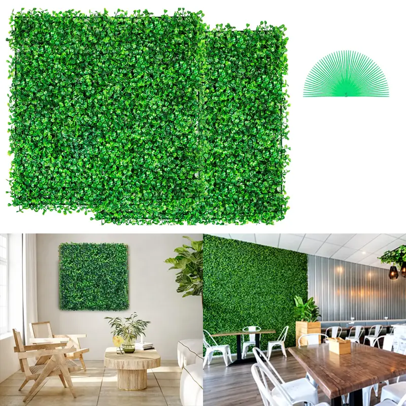 VEVOR 12PCS 10x10 inch Artificial Boxwood Panels, Boxwood Hedge Wall Mat,Artificial Grass Backdrop Wall, Privacy Hedge Screen...