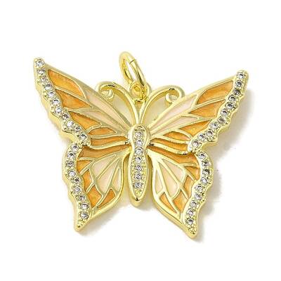 Butterfly Brass Enamel Micro Pave Cubic Zirconia Pendants