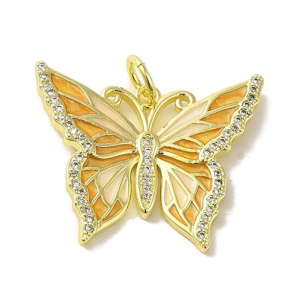 Butterfly Brass Enamel Micro Pave Cubic Zirconia Pendants
