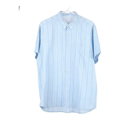 Unbranded Striped Short Sleeve Shirt - XL Blue Viscose