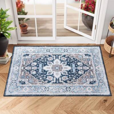 Garvee Small Area Rug 2x3 Vintage Entryway Rug Indoor Print Distressed Carpet Non Slip Washable Rug Foldable Accent Rug Light...