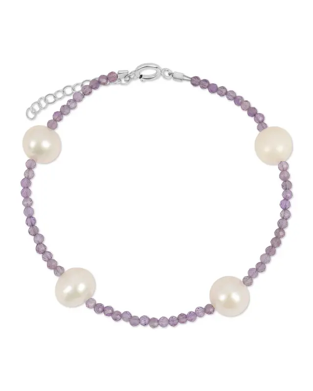 Toni Bracelet | Metal Color: Silver | Gemstone: Amethyst | Length: Adjustable 6 - 7 inches