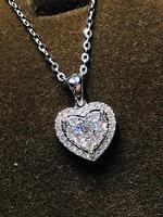 Elegant Rhinestone Decorated Heart Design Pendant Necklace for Women for Gift, Delicate Matching Jewelry, Fashion Accessory f...