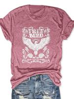 Women's Eagle Print Round Neck Vintage Graphic Tees, Summer Tees, Vintage Trendy Casual Floral & Letter Graphic Short Sleeve ...