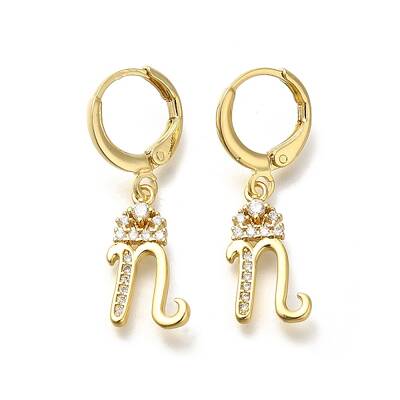 Brass Clear Cubic Zirconia Hoop Earrings