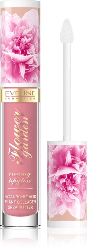 Eveline Cosmetics Flower Garden Cream Lip Gloss With Hyaluronic Acid Color 01 Delicate Rose 4.5 Ml