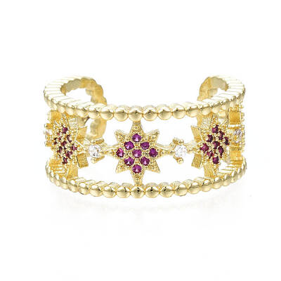 Cubic Zirconia Star Open Cuff Ring