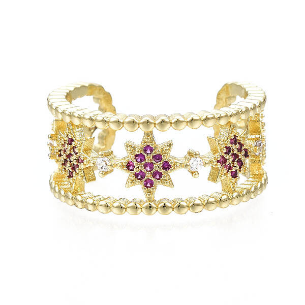 Cubic Zirconia Star Open Cuff Ring