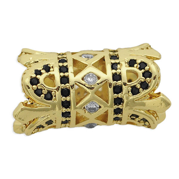 Brass Micro Pave Cubic Zirconia European Beads