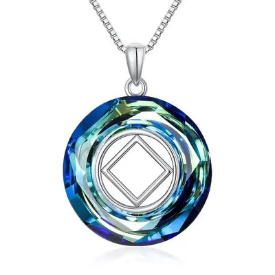 Sterling Silver Square Crystal Pendant Necklace