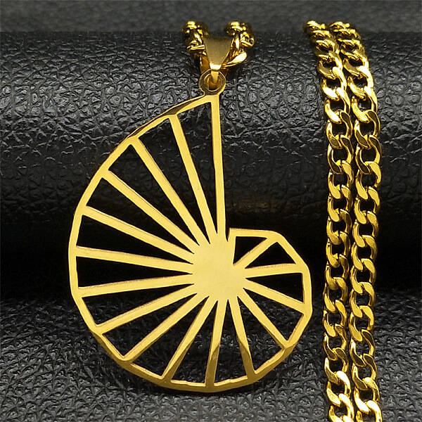304 Stainless Steel Hollow Conch Pendant Necklaces