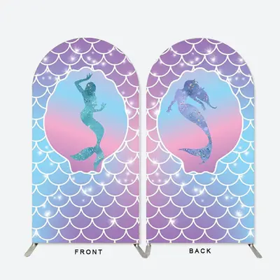 Glitter Purple Mermaid Arch Backdrop For Birthday
