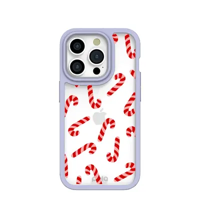 Clear Candy Cane Chaos iPhone 15 Pro Case With Lavender Ridge