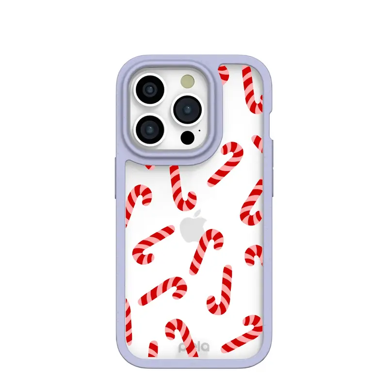 Clear Candy Cane Chaos iPhone 15 Pro Case With Lavender Ridge