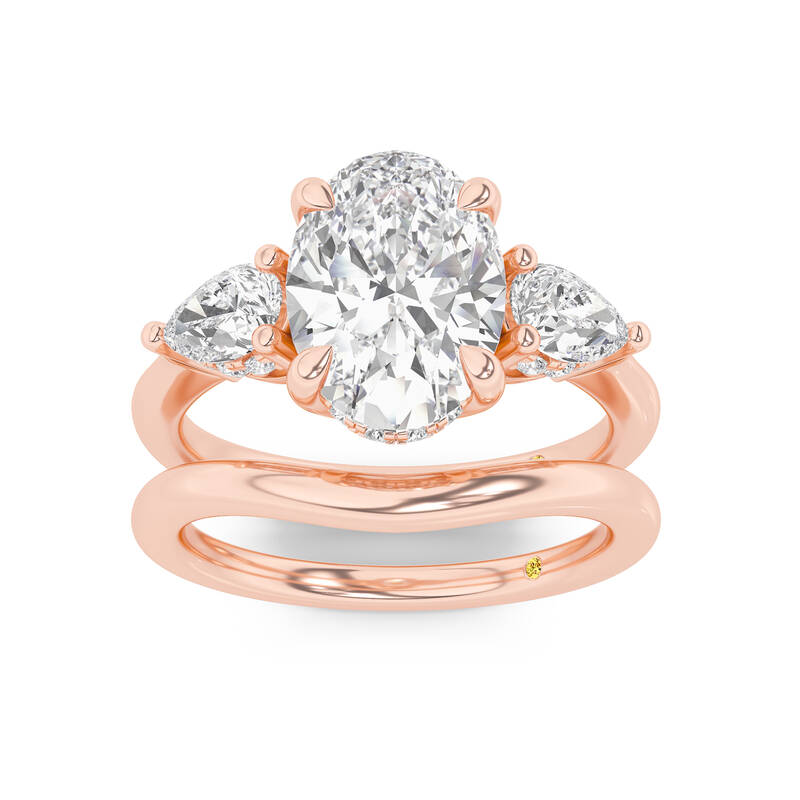 Celestia Lab Grown Oval Shaped Diamond Engagement Ring with the Luna Wedding Band | 14K Rose Gold 1 3/8 ct. tw.