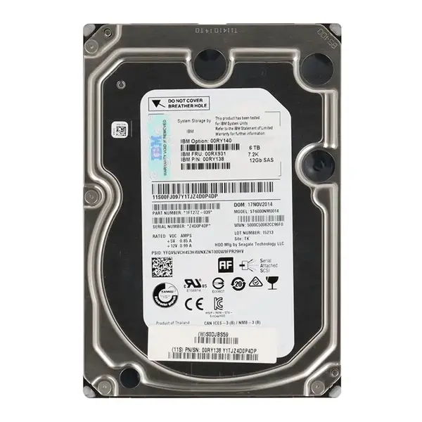 00RY138 IBM 6TB 12Gb/s SAS 7200 3.5-Inch Hard Drive