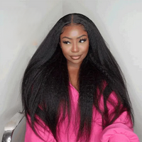 Ronashow  13x4 100% Human Hair Wigs Kinky Straight Lace Front Wigs Pre Plucked With Baby Hair