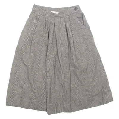 J.G.HOOK Womens A-Line Skirt Grey Midi Wool Check XXS