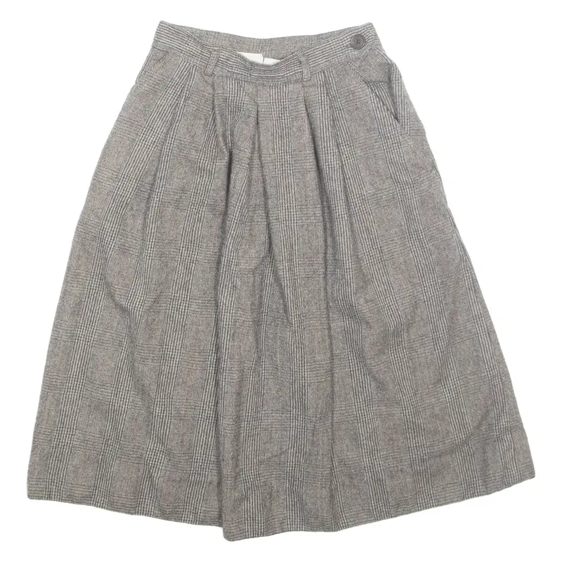 J.G.HOOK Womens A-Line Skirt Grey Midi Wool Check XXS