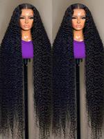 Bling Hair 13x6 Deep Curly Human Hair Wigs 13x4 Transparent Lace Frontal Wig Deep Wave Lace Front Wig For Women PrePlucked Wi...
