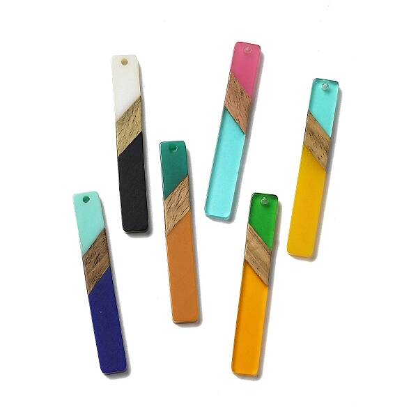 Opaque Resin & Walnut Wood Big Pendants