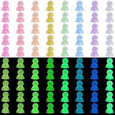 80Pcs 8 Colors Luminous Resin Doll Ornaments