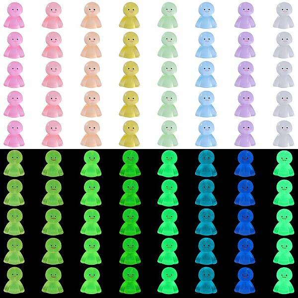 80Pcs 8 Colors Luminous Resin Doll Ornaments