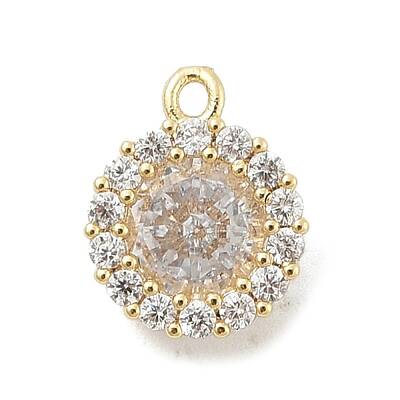 Brass Micro Pave Clear Cubic Zirconia Charms