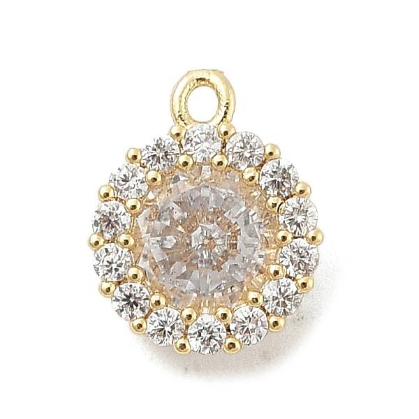 Brass Micro Pave Clear Cubic Zirconia Charms
