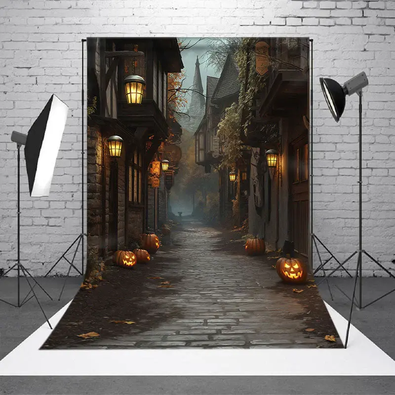 Mysterious Path Pumpkins Halloween Party Backdrop