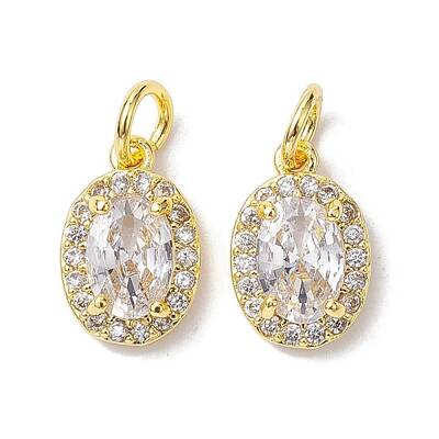 Brass Micro Pave Clear Cubic Zirconia Charms