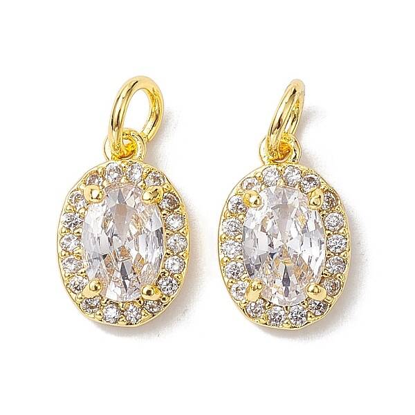 Brass Micro Pave Clear Cubic Zirconia Charms